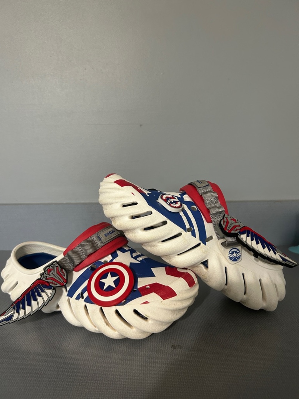 CROCS Kids Captain Shield Clog Sandals in Red White Blue